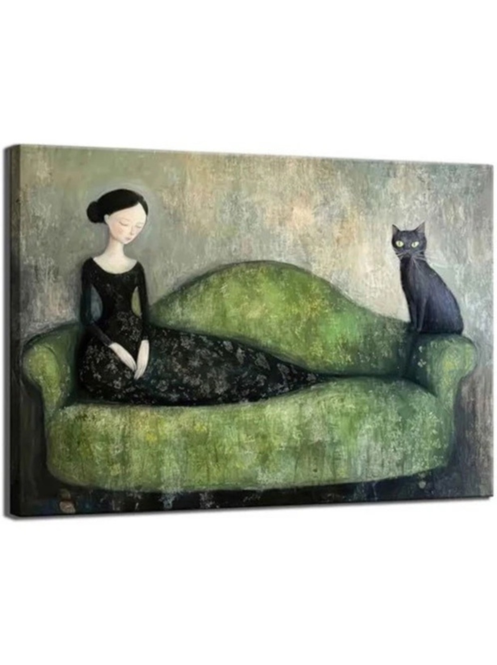 UZUNMC Framed Canvas Wall Art in Green & Black NWT